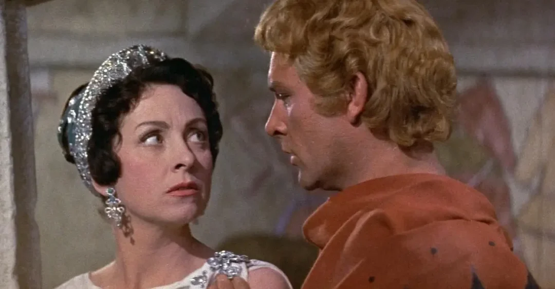 Richard Burton y Danielle Darrieux en una escena de  Alejandro el Magno (1956)