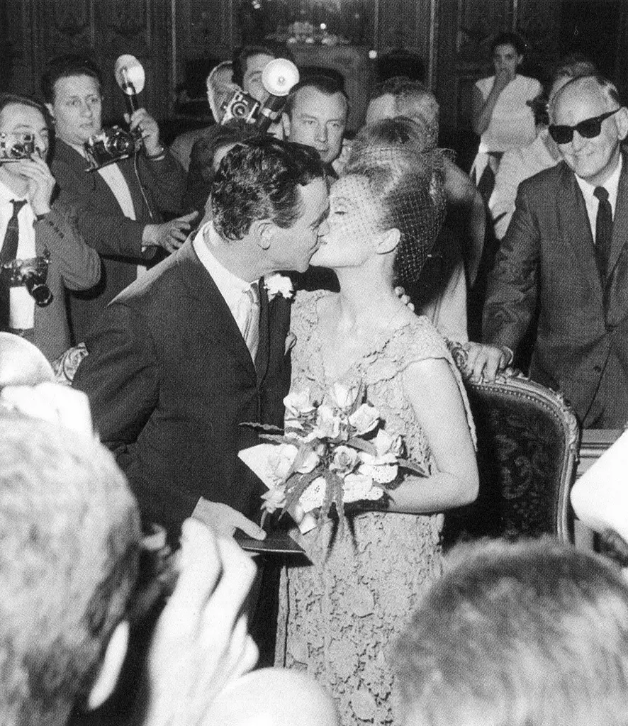 Jack Lemmon y Felicia Farr en su boda