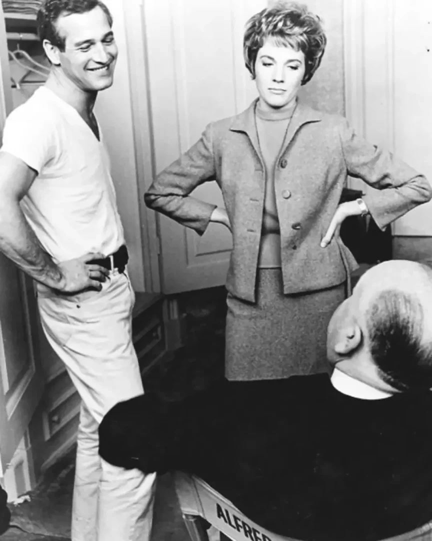 Con Julie Andrews y Alfred Hitchcock durante el rodaje de Cortina Rasgada (1966)