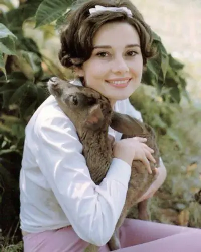 Audrey Hepburn con su ciervo Pippin