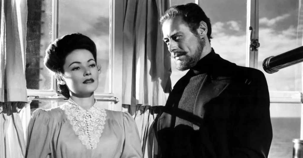 Gene Tierney y Rex Harrison en El fantasma y la Sra. Muir