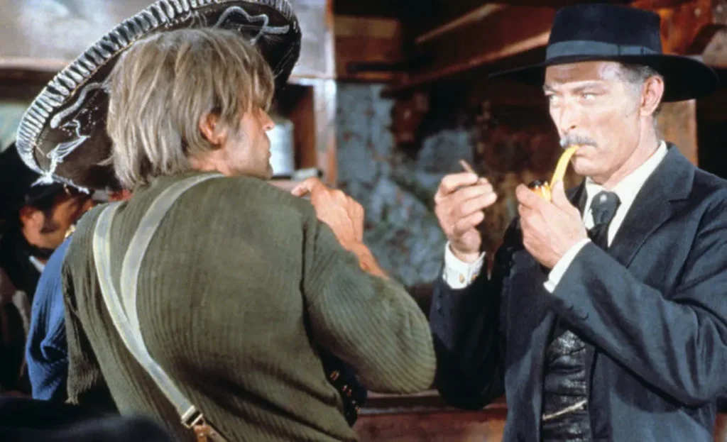 Lee Van Cleef y Klaus Kinsky en La muerte tenía un precio