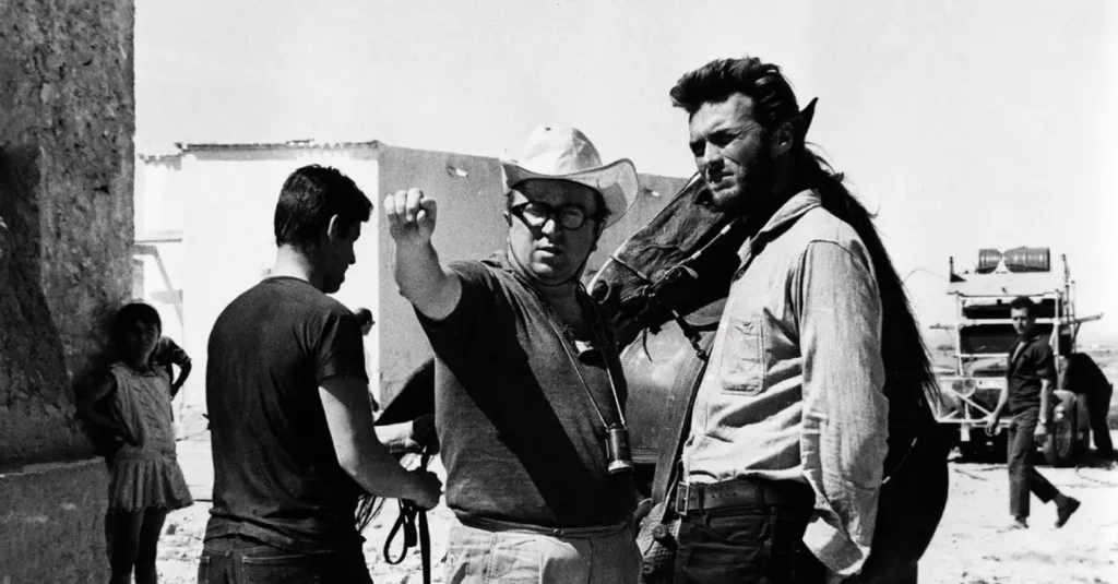 Leone y Eastwood en el rodaje de For a few dollars more