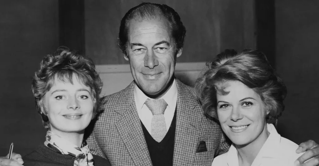 Rex Harrison con Elvi Hale (izquierda) y Rachel Roberts (derecha)