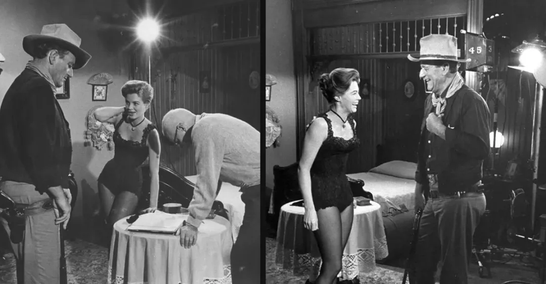 Escenas del rodaje de Río Bravo con John Wayne y Howard Hawks