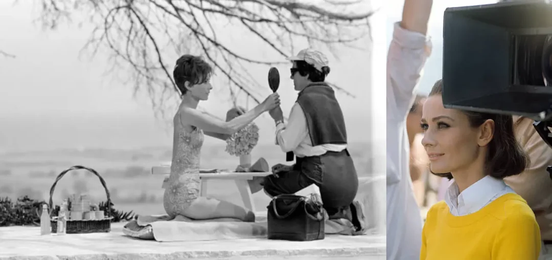 Audrey Hepburn durante el rodaje de Dos en la carretera