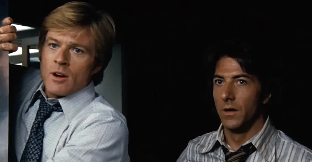  Robert Redford y Dustin Hoffman en Todos los hombres del presidente