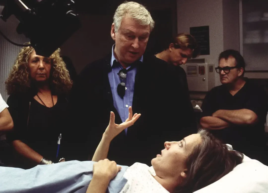 Mike Nichols y Emma Thompson en el rodaje de Wit