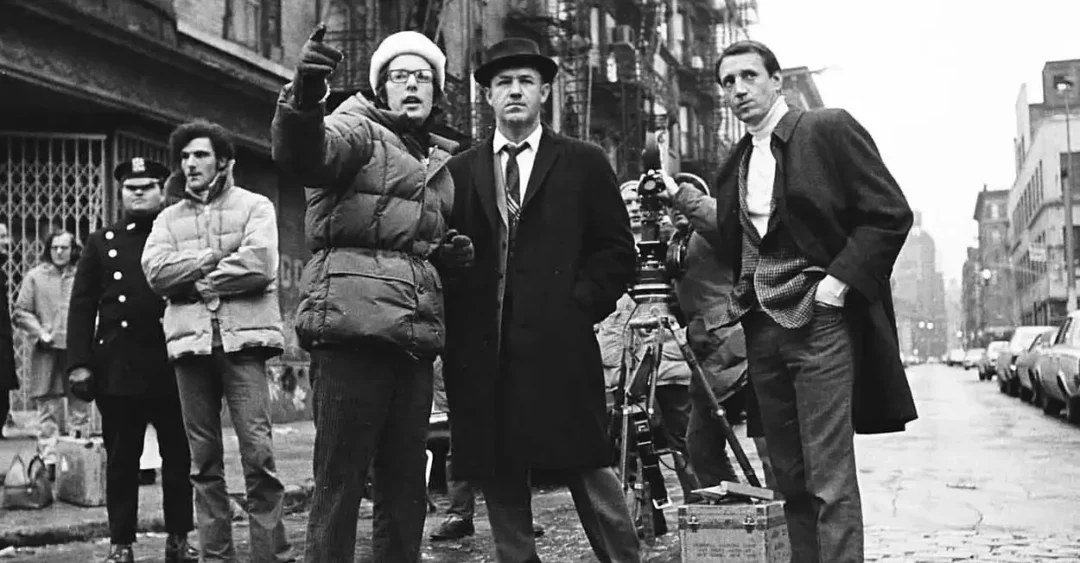 William Friedkin dirigiendo a Gene Hackman y Roy Schneider en The French Connection