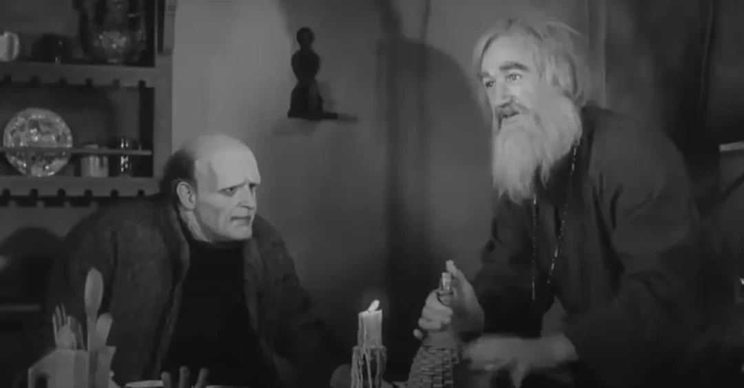 Gene Hackman haciendo de ermitaño ciego en El jovencito Frankestein