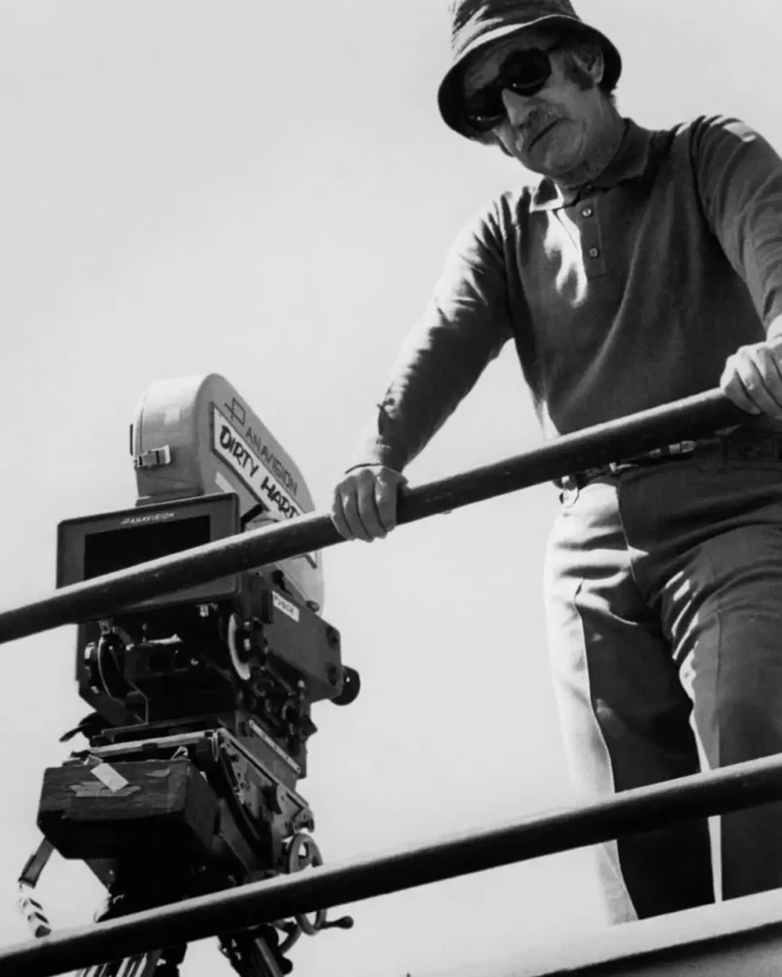 Don Siegel en el rodaje de Harry el sucio (1971)