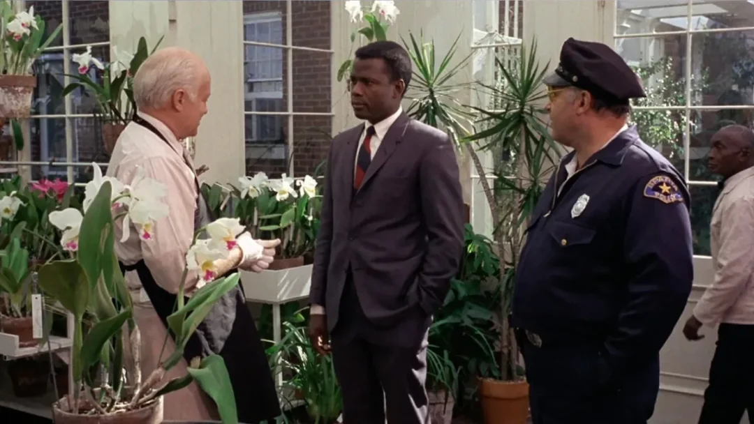 Larry Gates, Sidney Poitier y Rod Steiger en El calor de la noche (1967)